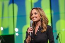 Star chef Giada De Laurentiis is shown onstage at the Vegas Heroes Dinner at Caesars Palace on ...