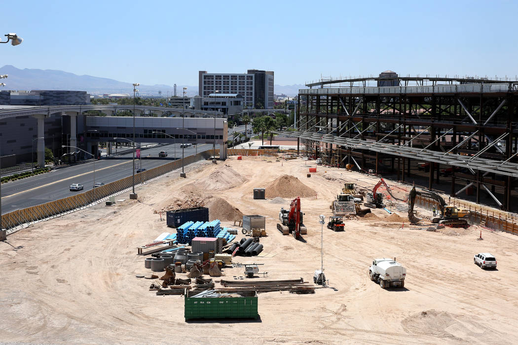 The Las Vegas Convention Center expansion, right, photographed on Tuesday, July 9, 2019, in Las ...