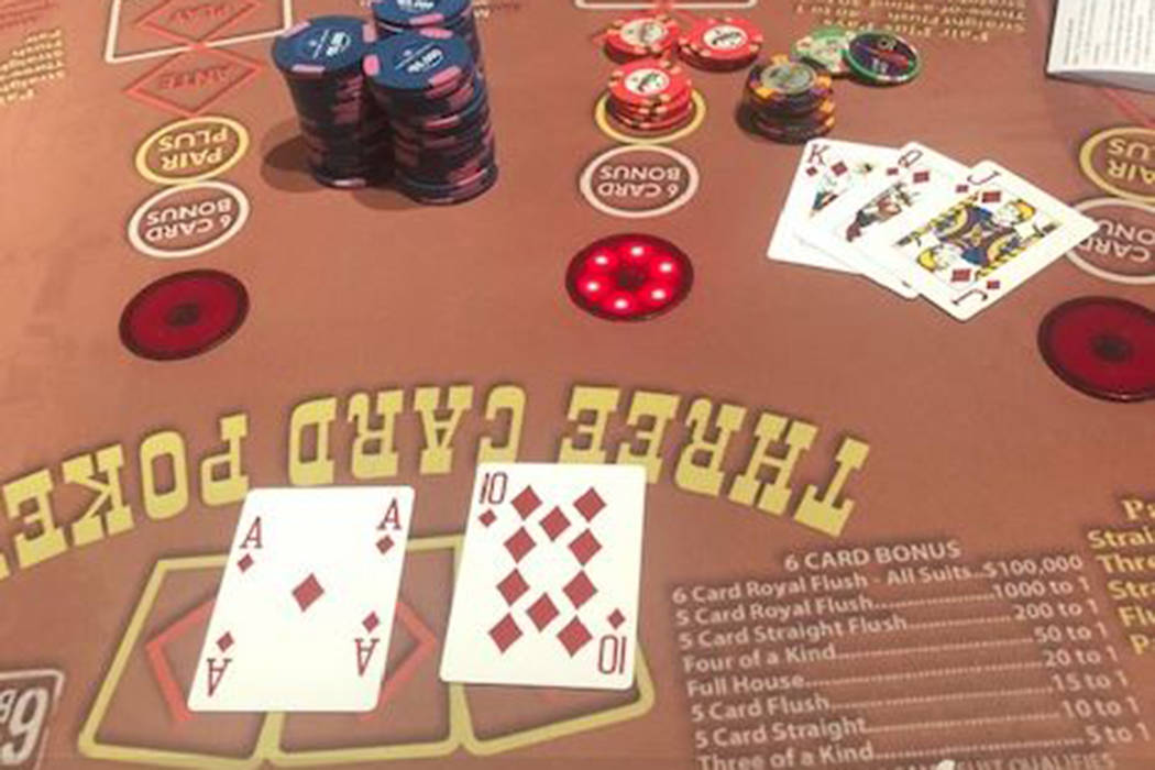 A card player hit for $1,469,237 at Three Card Poker on Monday, July 8, 2019, at Caesars Palace ...