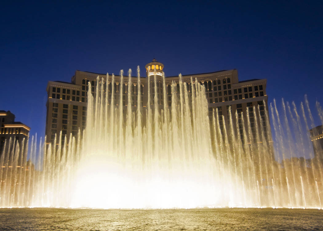 The Fountains of Bellagio show on Tuesday, Oct. 9, 2018, at Bellagio, in Las Vegas. Benjamin Ha ...