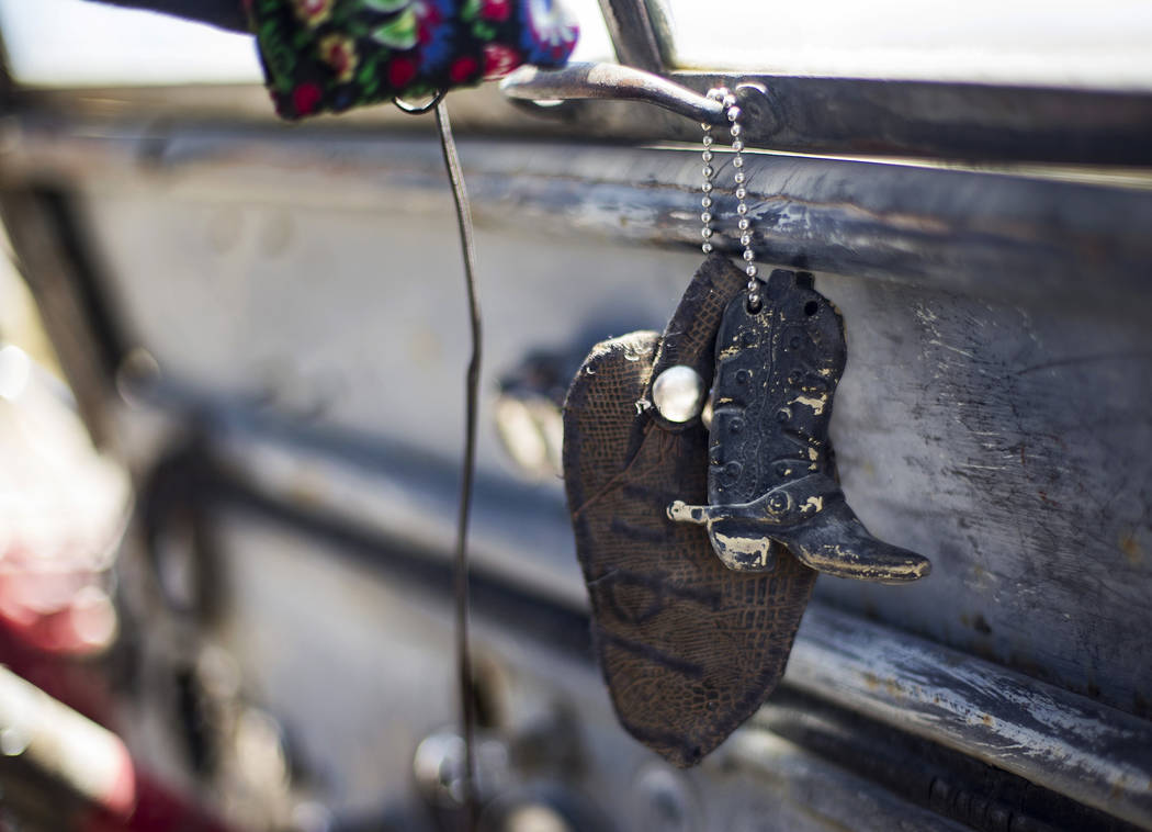 Keychains inside the Jeep where Troy Ray died as a result of the July 4 earthquake as he was be ...