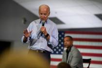 Democratic presidential candidate and former Vice President Joe Biden speaks at a town hall on ...
