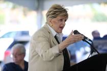 Las Vegas Mayor Carolyn Goodman speaks during a groundbreaking ceremony for the new Las Vegas M ...