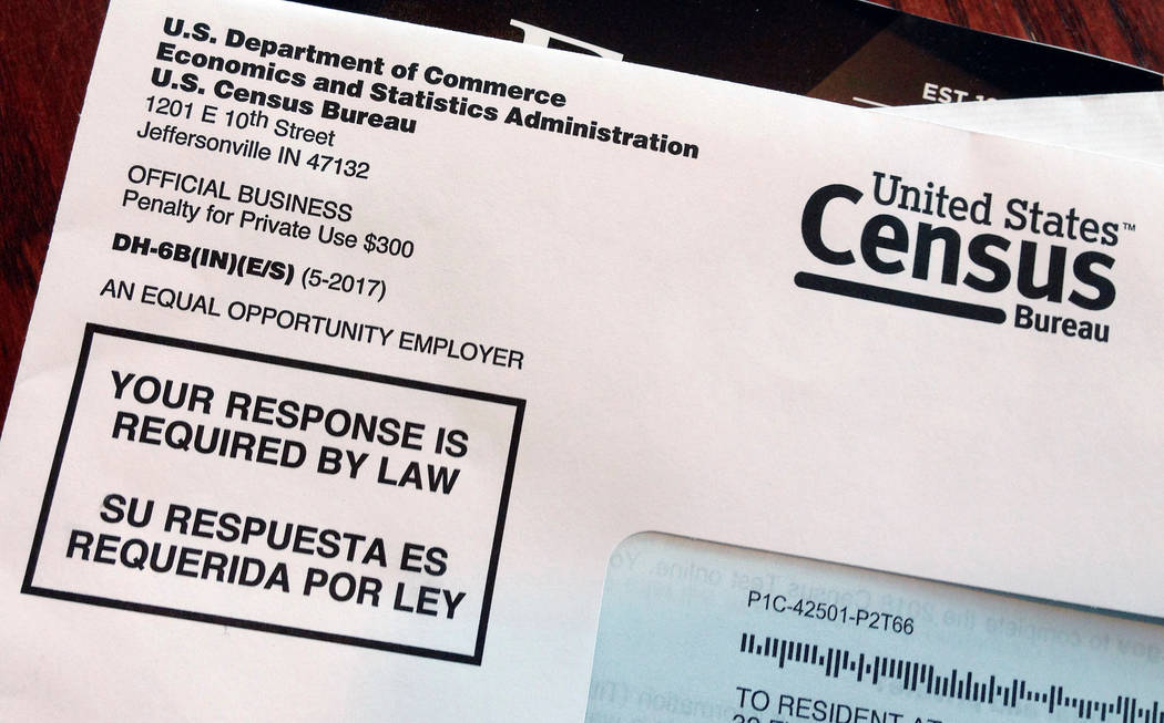 An envelope containing a 2018 census letter mailed to a U.S. resident as part of the nation's o ...
