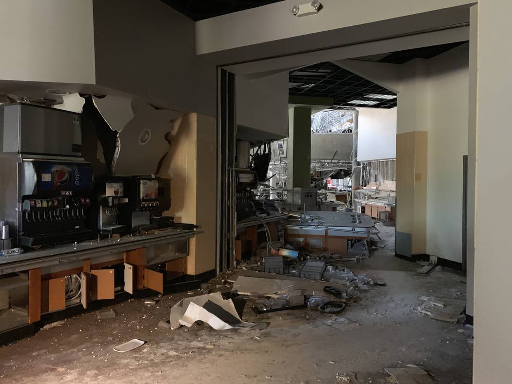 Looking toward the site of the explosion that damaged Argenta Hall at University of Nevada, Ren ...