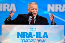 FILE - In this Friday, April 26, 2019, file photo, National Rifle Association President Col. Ol ...