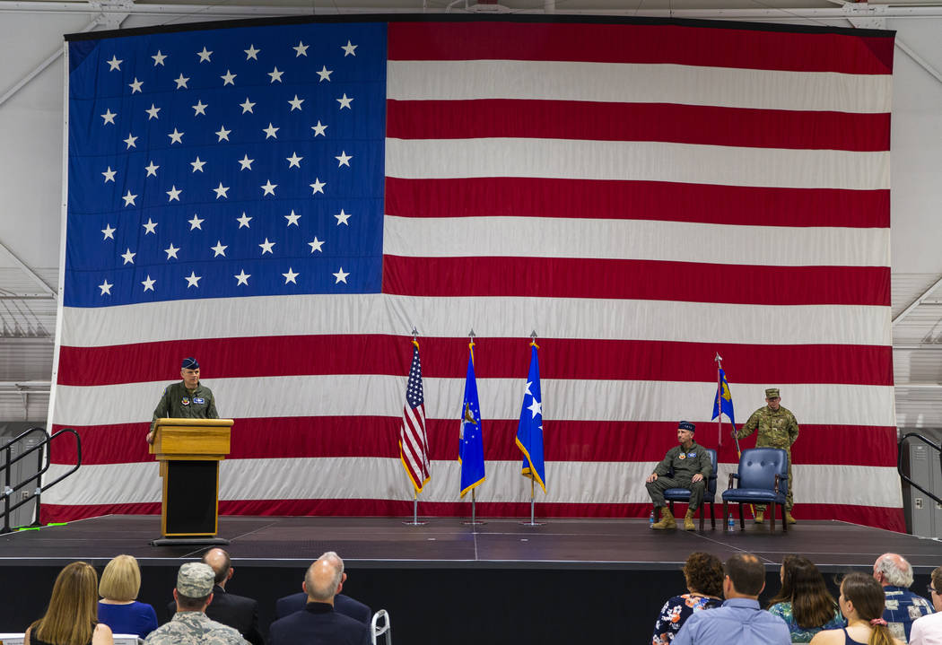 Maj. Gen. Charles Corcoran speaks during an Assumption of Command Ceremony as he assumes comman ...