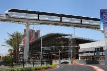The Las Vegas Monorail runs past The Las Vegas Convention Center expansion on Tuesday, July 9, ...