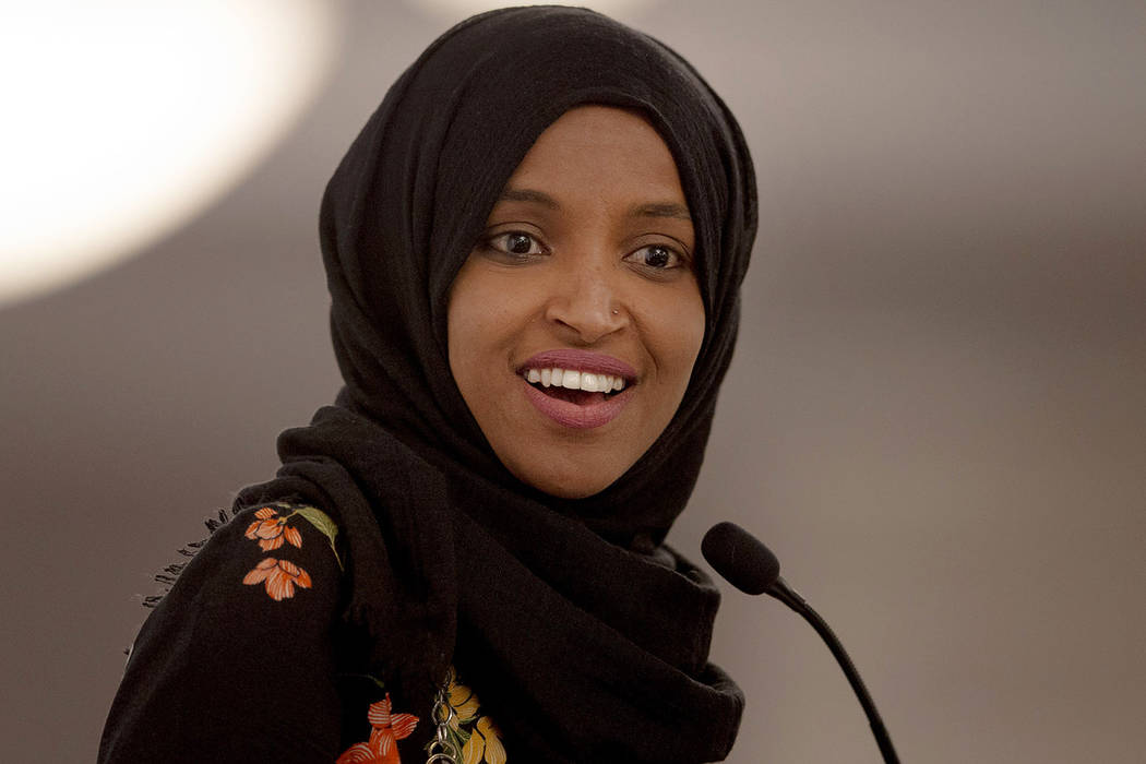 Rep. Ilhan Omar, D-Minn., speaks during the fourth annual Citywide Iftar Dinner in Austin, Texa ...