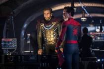 This image released by Sony Pictures shows Jake Gyllenhaal, left, and Tom Holland in a scene fr ...