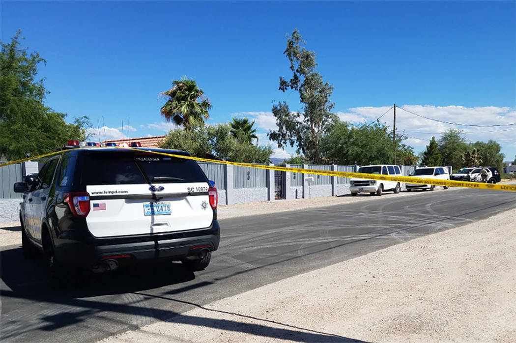 Las Vegas police respond to a residence in the 7700 block of Haven Street on Sunday, July 14, 2 ...