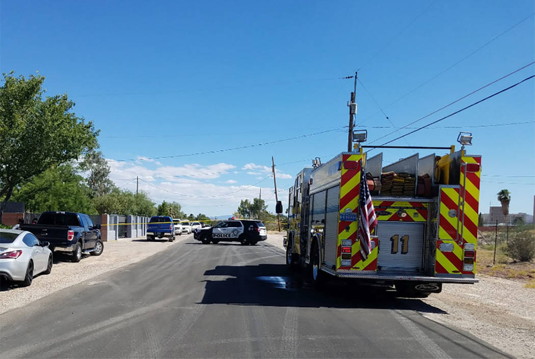 Las Vegas police respond to a residence in the 7700 block of Haven Street on Sunday, July 14, 2 ...