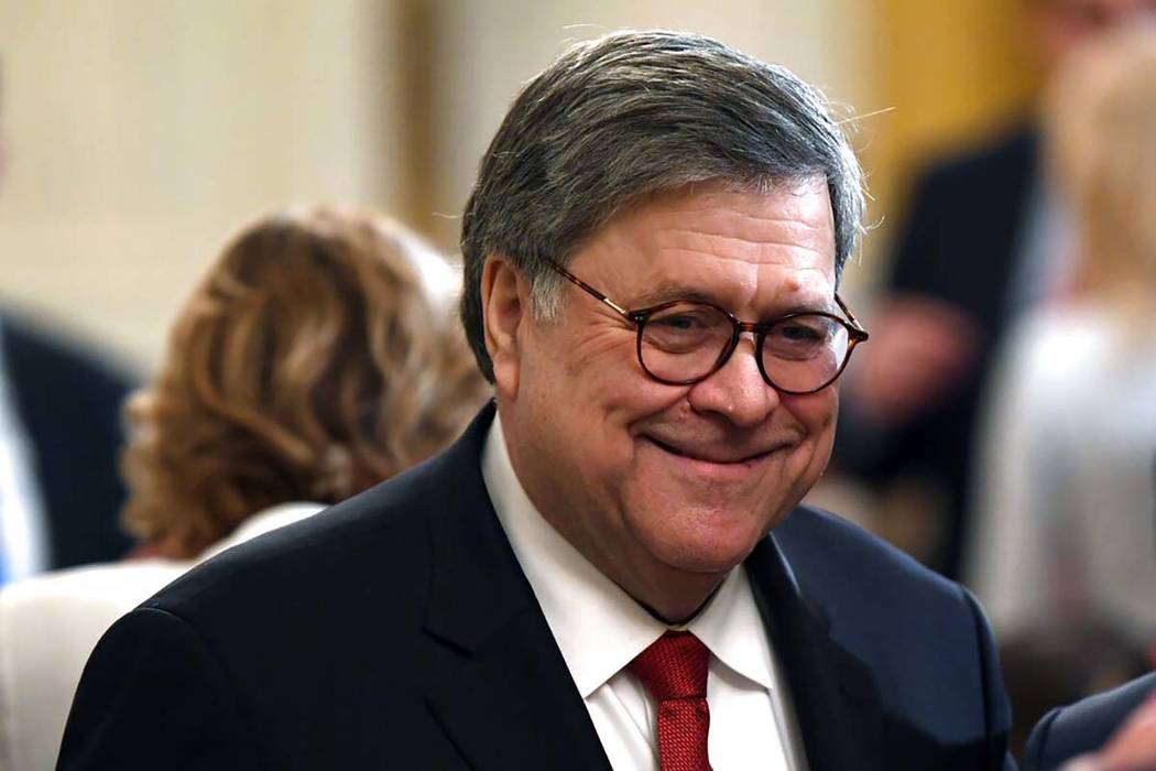 In an April 1, 2019, file photo, Attorney General William Barr attends the 2019 Prison Reform S ...