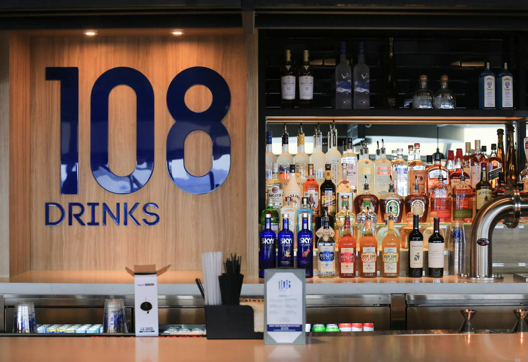 108 Drinks, a new bar on the observation deck of the Strat hotel casino, in Las Vegas on Friday ...