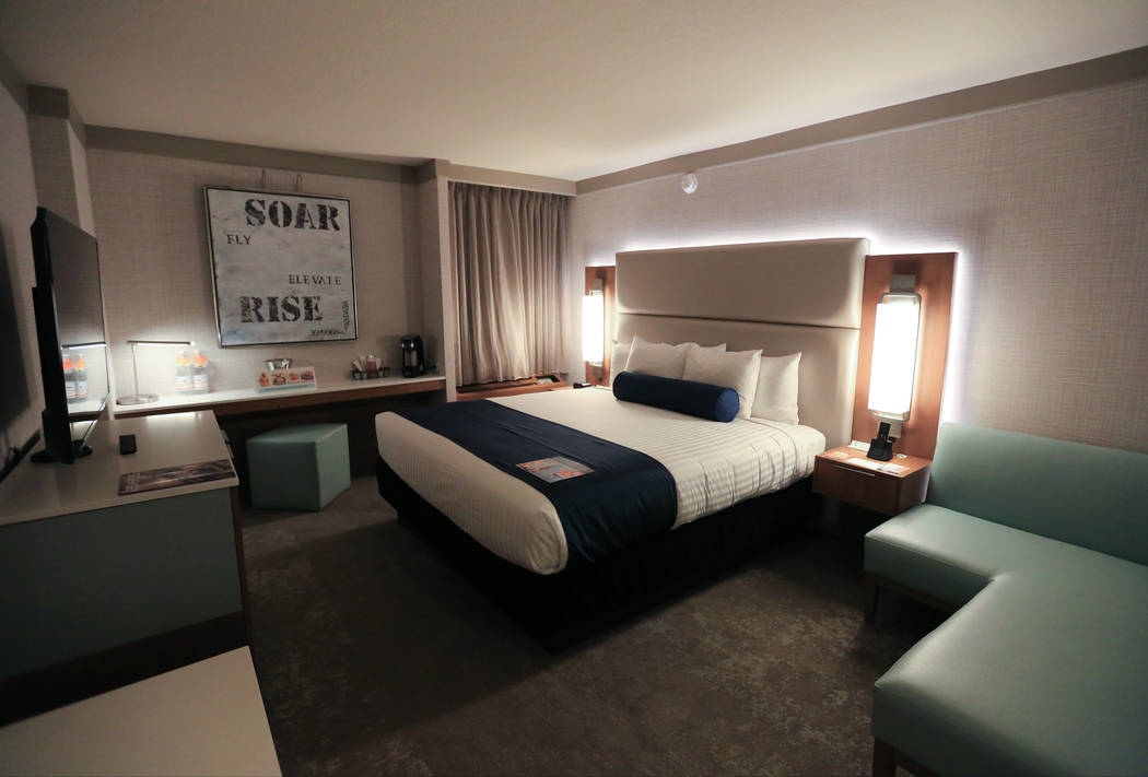 A renovated room at the Strat hotel casino in Las Vegas on Friday, July 12, 2019. Brett Le Blan ...