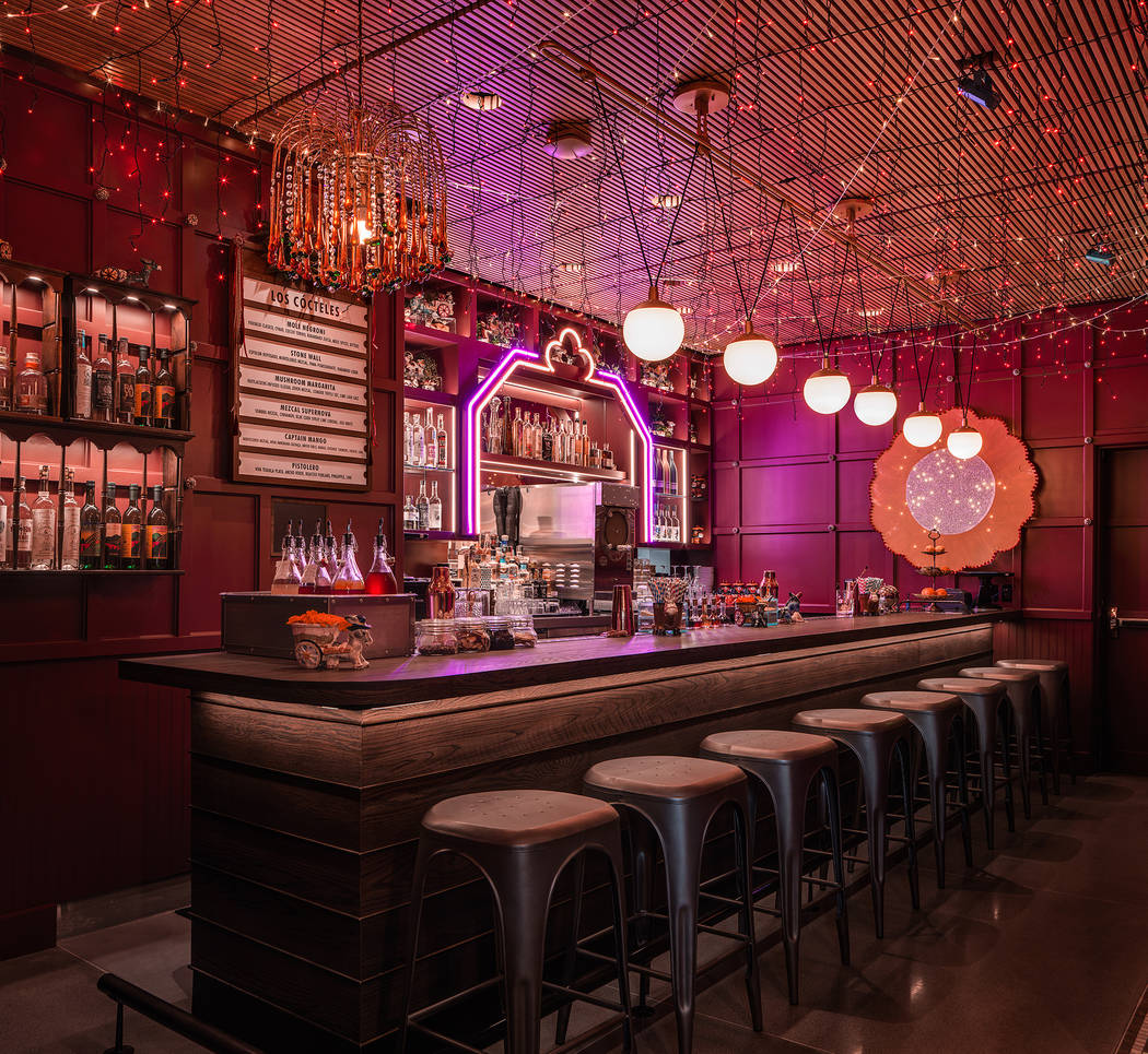 Mezcal bar Ghost Donkey, at The Cosmopolitan of Las Vegas, is in a secluded space with a door a ...