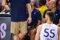 Memphis Grizzlies head coach Taylor Jenkins calls in another play versus the Minnesota Timberwo ...