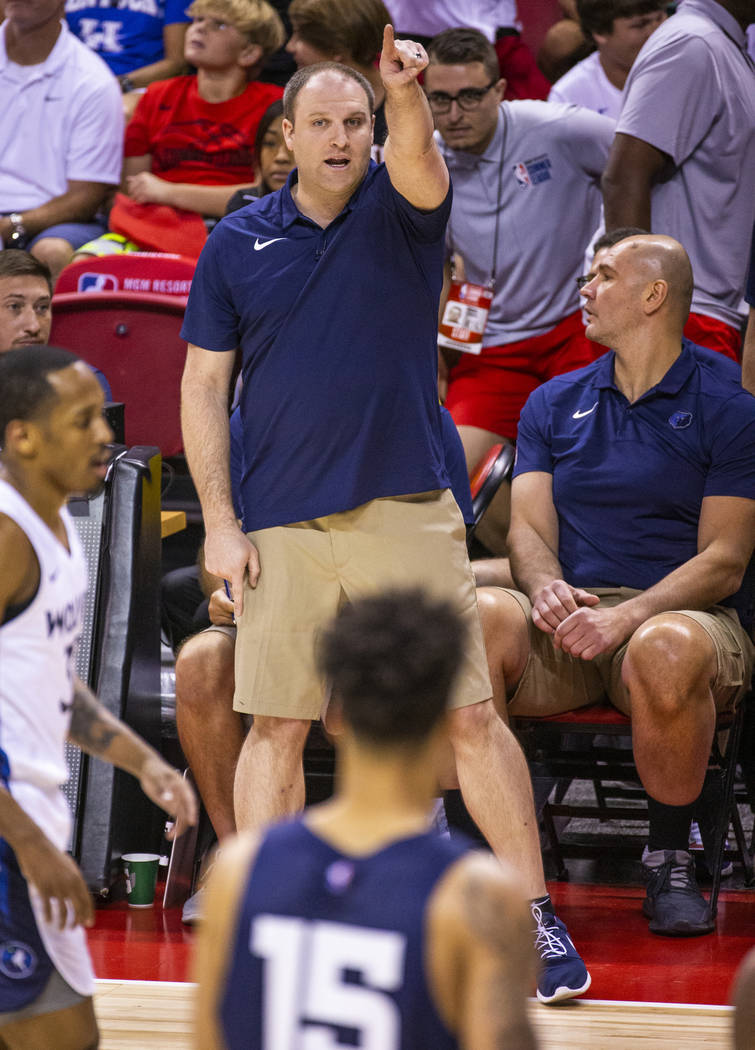 Memphis Grizzlies head coach Taylor Jenkins makes another play call versus the Minnesota Timber ...