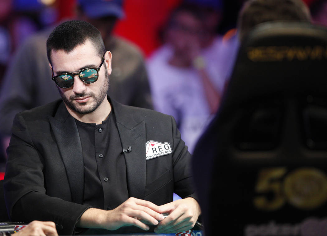 Dario Sammartino on the second day of the main event final table at the World Series of Poker t ...