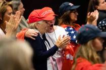 Attendees cheer during a Women For Trump campaign rally for President Donald Trump in King of P ...