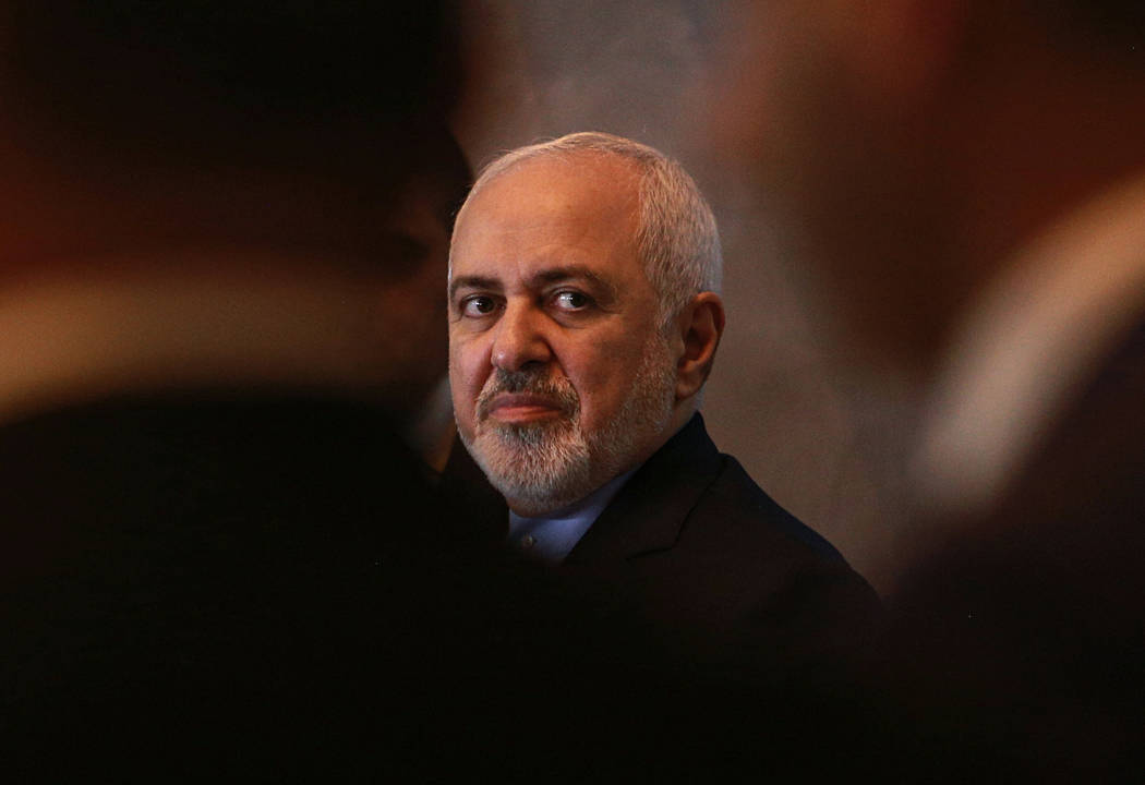 A March 10, 2019, file photo, shows Iranian Foreign Minister Mohammad Javad Zarif attending a p ...