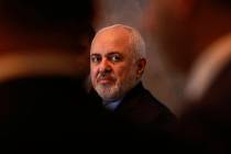 A March 10, 2019, file photo, shows Iranian Foreign Minister Mohammad Javad Zarif attending a p ...