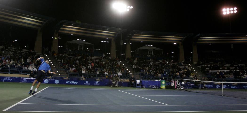 Lleyton Hewitt, of Australia, serves to Marat Safin, of Russia, during the first round of Tenni ...