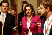 House Speaker Nancy Pelosi, D-Calif., walks to the House Chamber, Tuesday, July 16, 2019, on Ca ...
