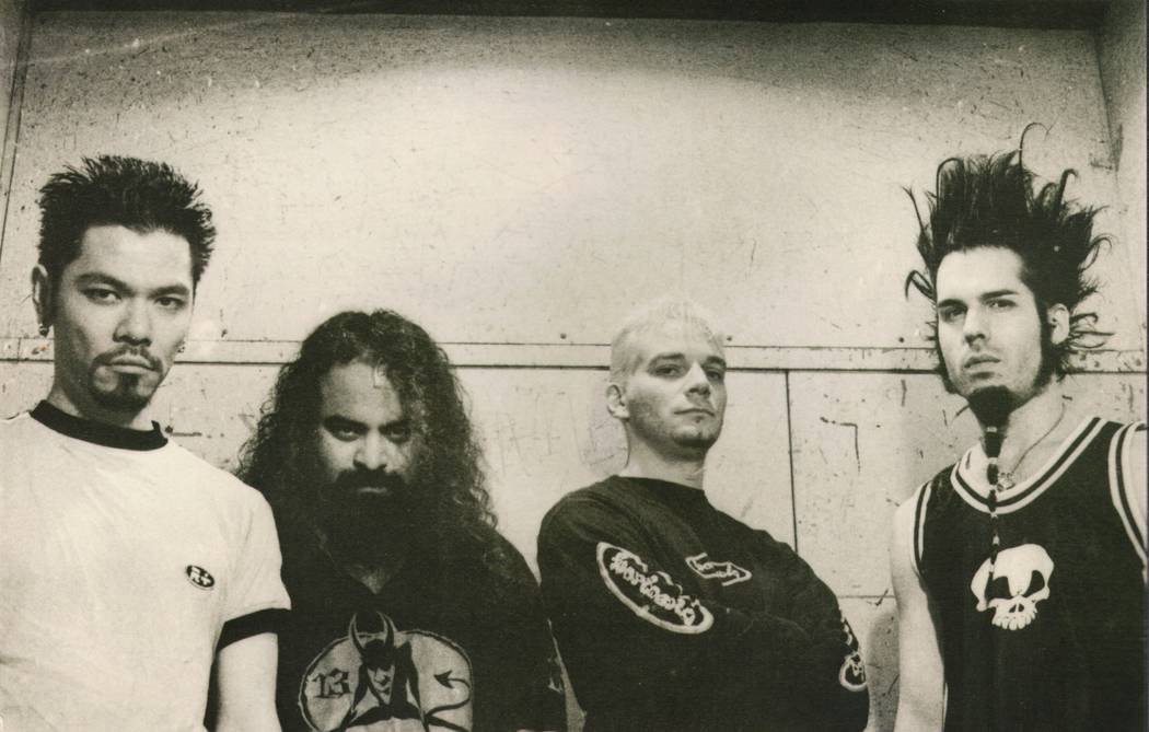 Industrial metallers Static-X's original line-up, with deceased frontman Wayne Static (Far righ ...