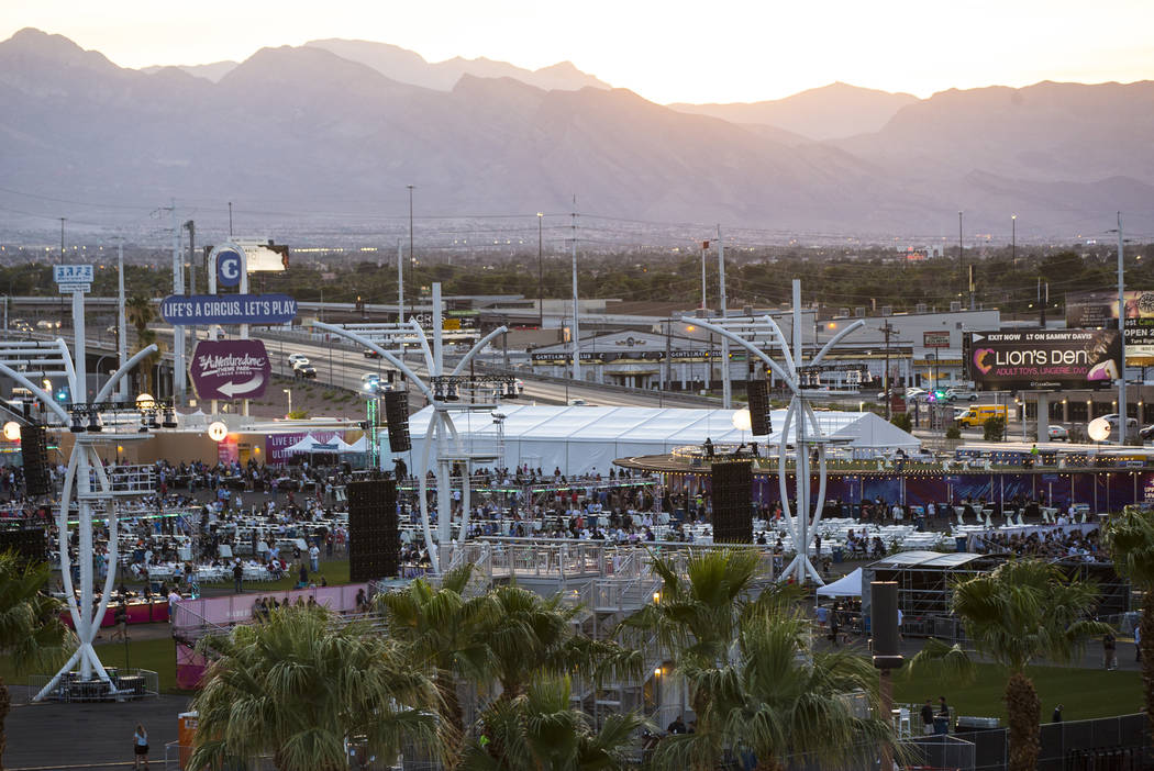 People attend a private concert at the Las Vegas Festival Grounds in Las Vegas on Wednesday, Ju ...