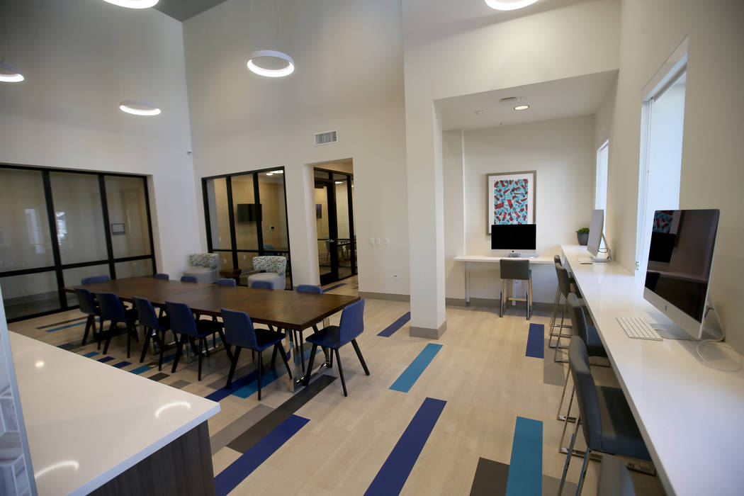 The Cyber Cafe and study hall at The Degree, a recently-opened 226-unit on-campus student housi ...
