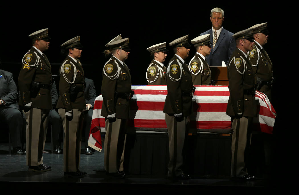 Las Vegas police honor guard during funeral services for former Metropolitan Police Department ...