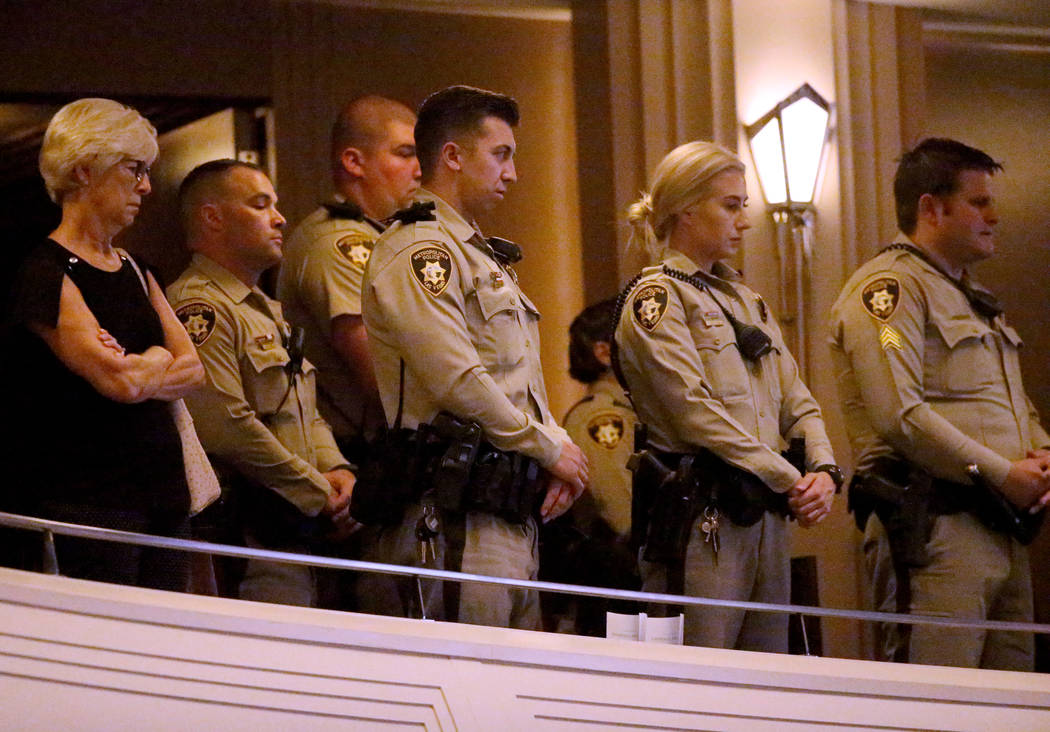 Las Vegas police officers and guests during funeral services for former Metropolitan Police Dep ...