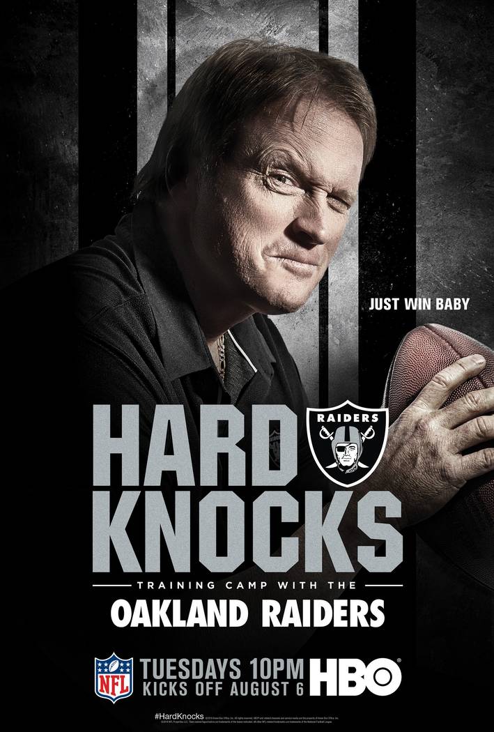 Raiders coach John Gruden featured on an HBO poster for their upcoming series "Hard Knocks" fea ...