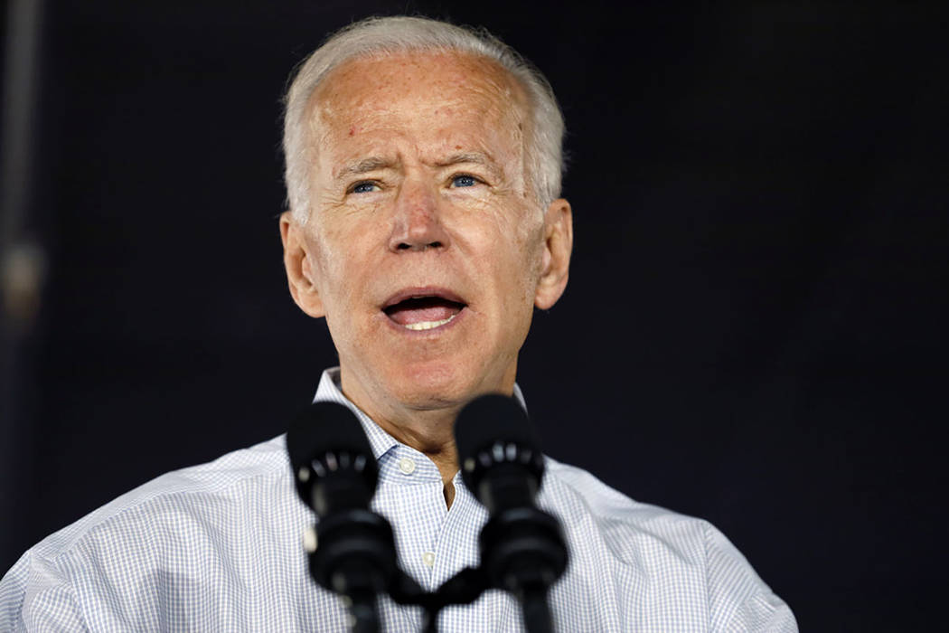 Joe Biden speaks at a community event, Wednesday, July 17, 2019, in Council Bluffs, Iowa. (AP P ...