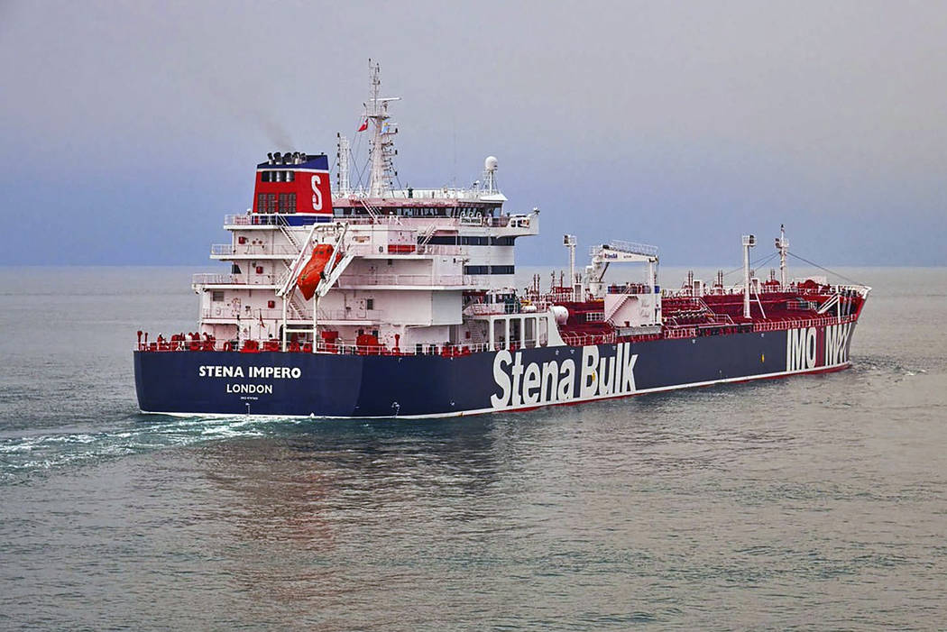 In this undated photo issued Friday July 19, 2019, by Stena Bulk, showing the British oil tanke ...