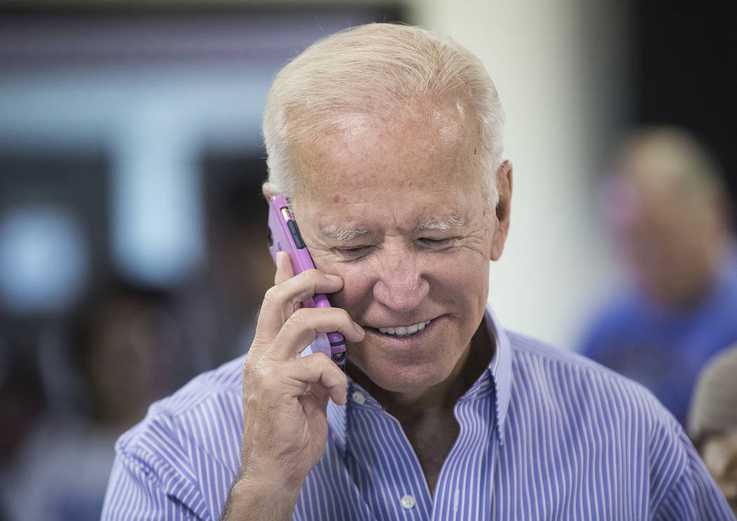 Democratic presidential candidate former Vice President Joe Biden makes  phone calls during the … | Las Vegas Review-Journal