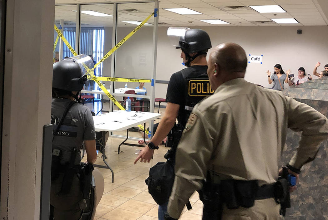 Metropolitan Police Department officers participate in an active-shooter drill with University ...