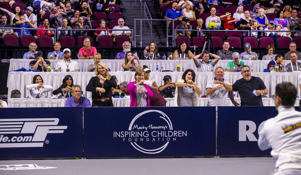 Fans in the VIP section do the Rollers dance as the Vegas Rollers battle the Philadelphia Freed ...