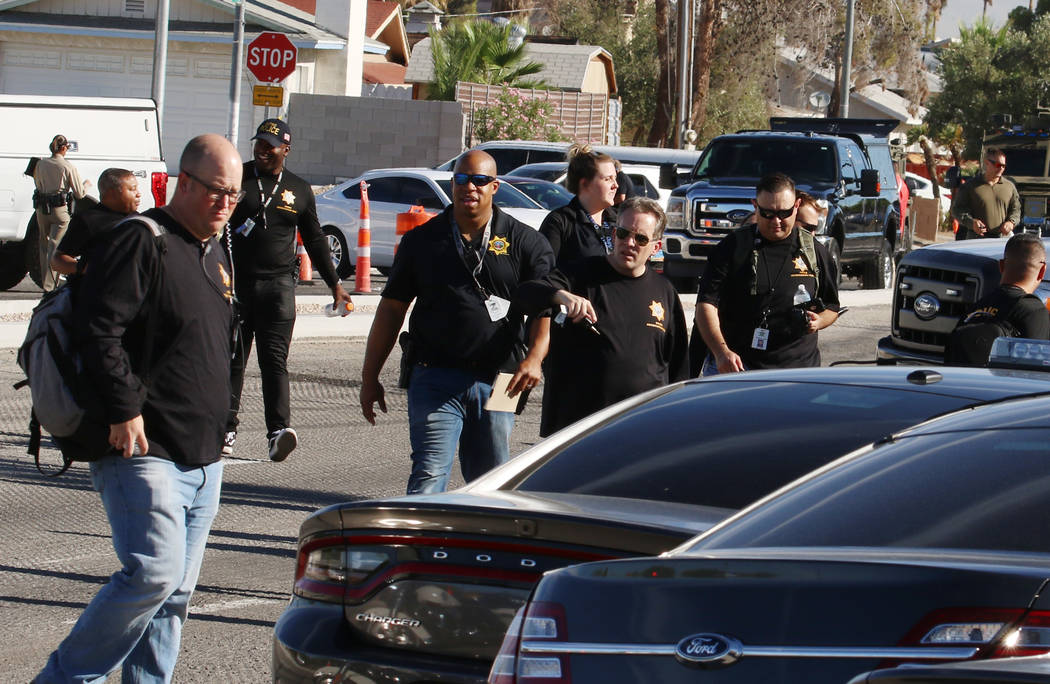 Las Vegas police investigate a barricade situation in the 5400 block of South Maryland Parkway ...