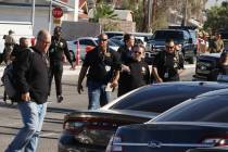 Las Vegas police investigate a barricade situation in the 5400 block of South Maryland Parkway ...