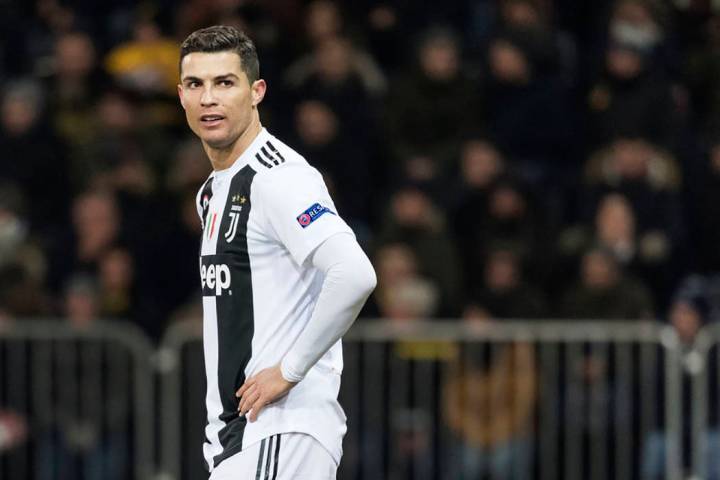 Juventus' Cristiano Ronaldo reacts during the Champions League match at the Stade de Suisse in ...