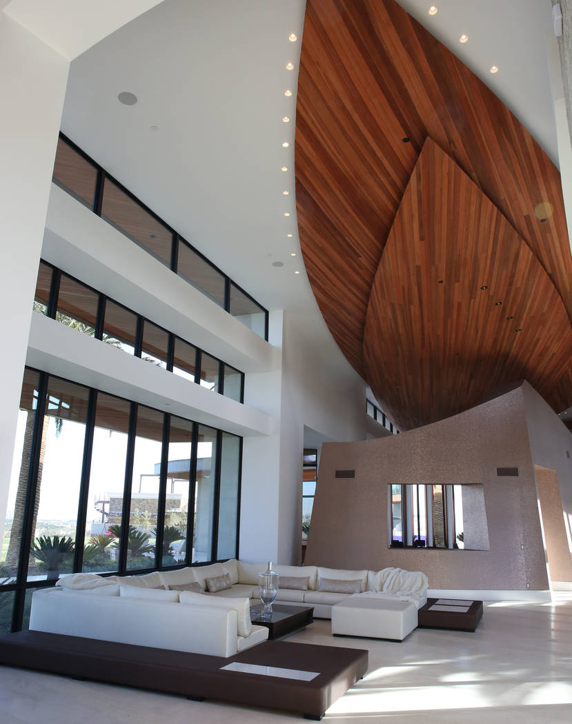 A living room is seen at the mansion of Jim Rhodes, a developer, on Friday, Feb. 1, 2019, in Sp ...