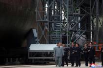 In this undated photo provided on Tuesday, July 23, 2019, by the North Korean government, North ...