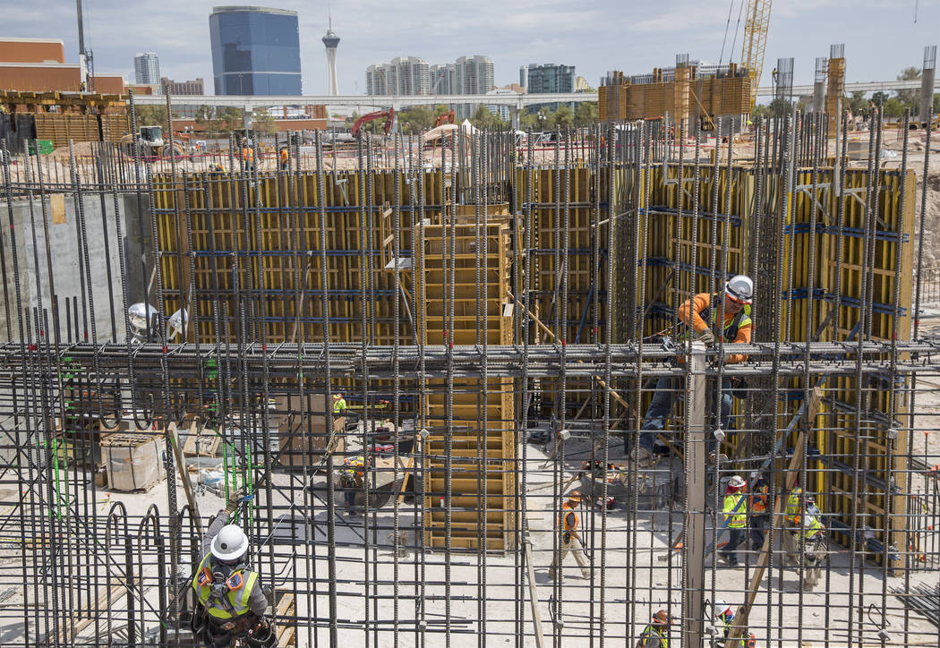 Construction continues on the MSG Sphere at The Venetian on Tuesday, July 23, 2019, in Las Vega ...