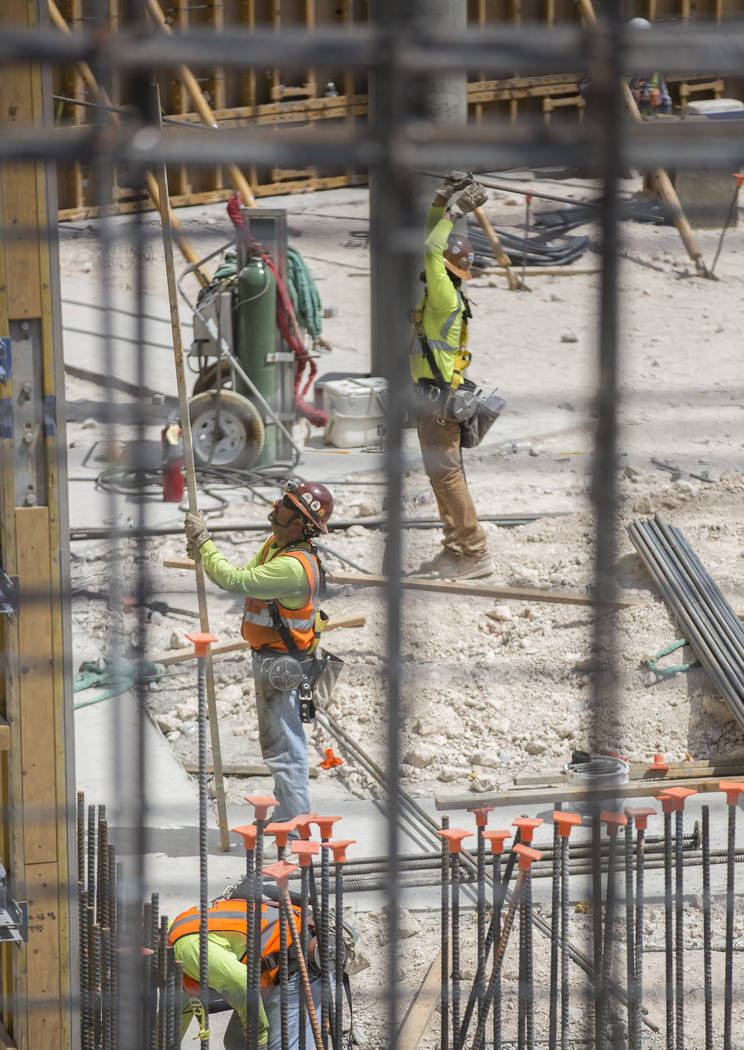 Construction continues on the MSG Sphere at The Venetian on Tuesday, July 23, 2019, in Las Vega ...