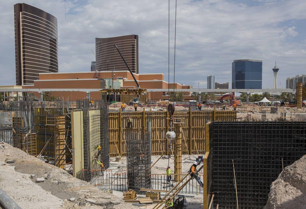 Construction continues on the MSG Sphere at The Venetian on Tuesday, July 23, 2019, in Las Vega ...