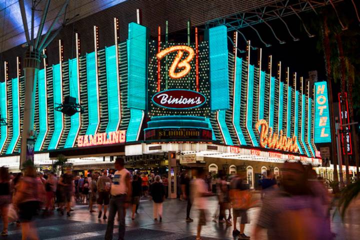 Binion's on the Fremont Street Experience in downtown Las Vegas. (Chase Stevens/Las Vegas Revie ...