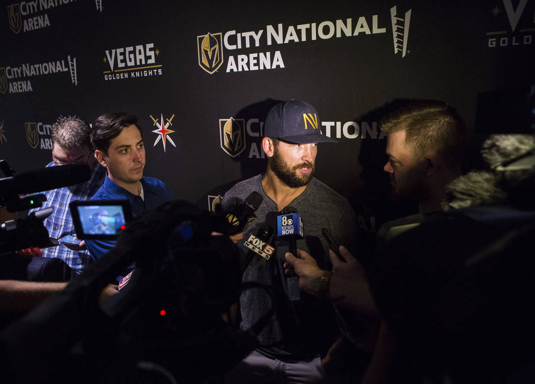 Golden Knights defenseman Deryk Engelland talks about his contract at City National Arena in La ...
