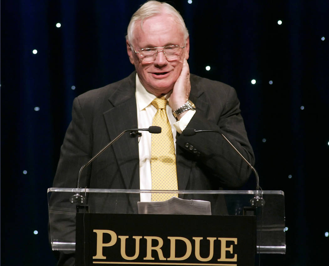 FILE - In this Friday, Oct. 26, 2007 file photo, former astronaut Neil Armstrong speaks during ...